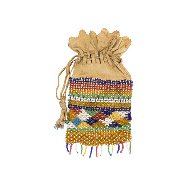 Net Beaded Pouch, Native, Beadwork, Other Bags