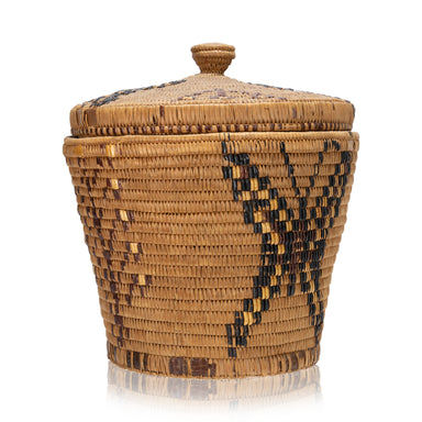 Salish Lidded Basket, Native, Basketry, Vertical