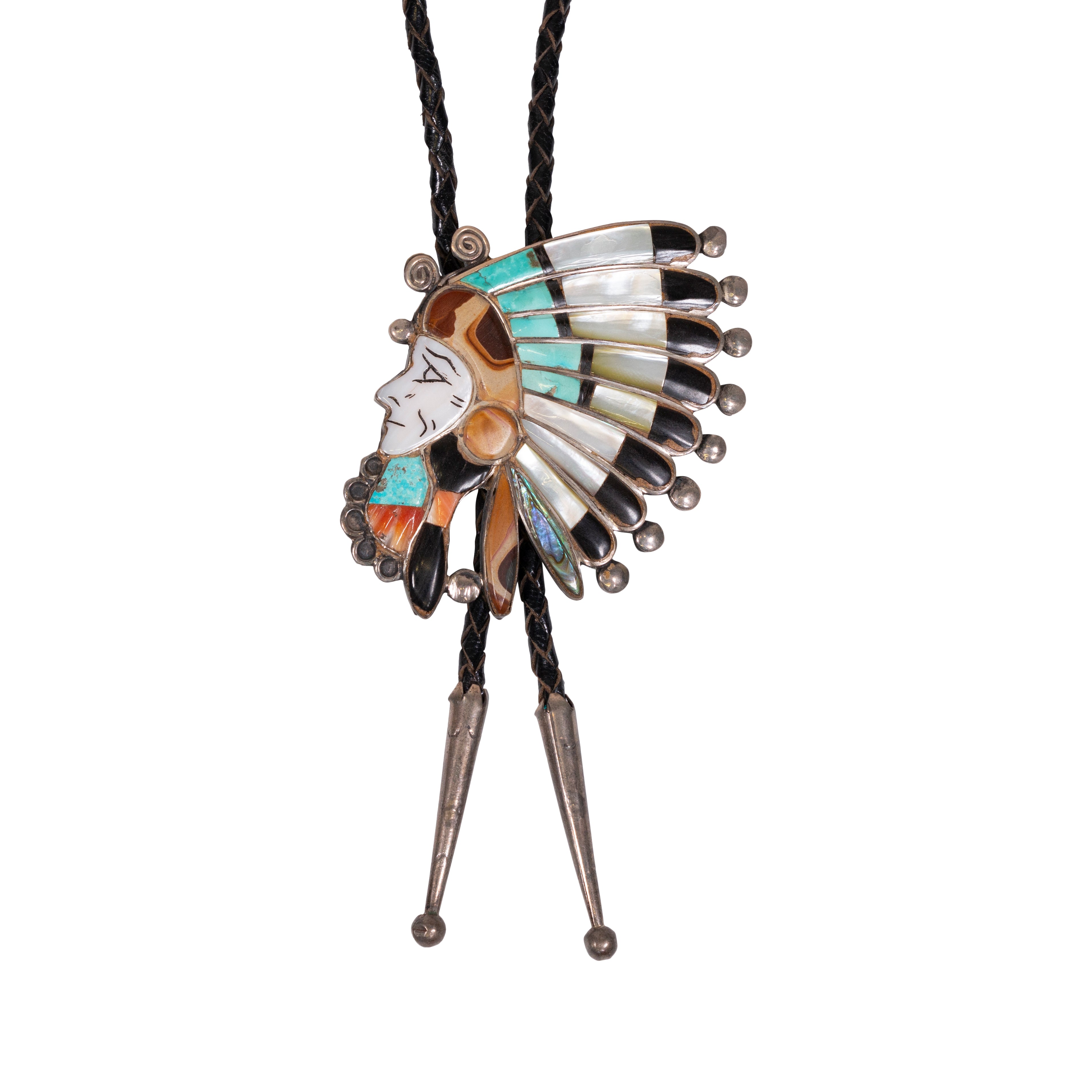 Zuni Headdress Bolo, Jewelry, Bolo Necktie, Native