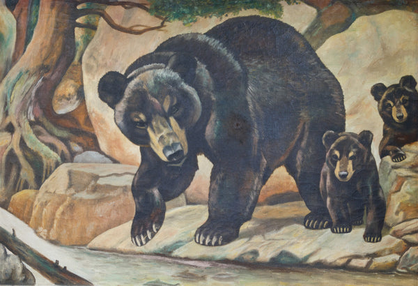 Adirondack Style Bears, Fine Art, Painting, Wildlife