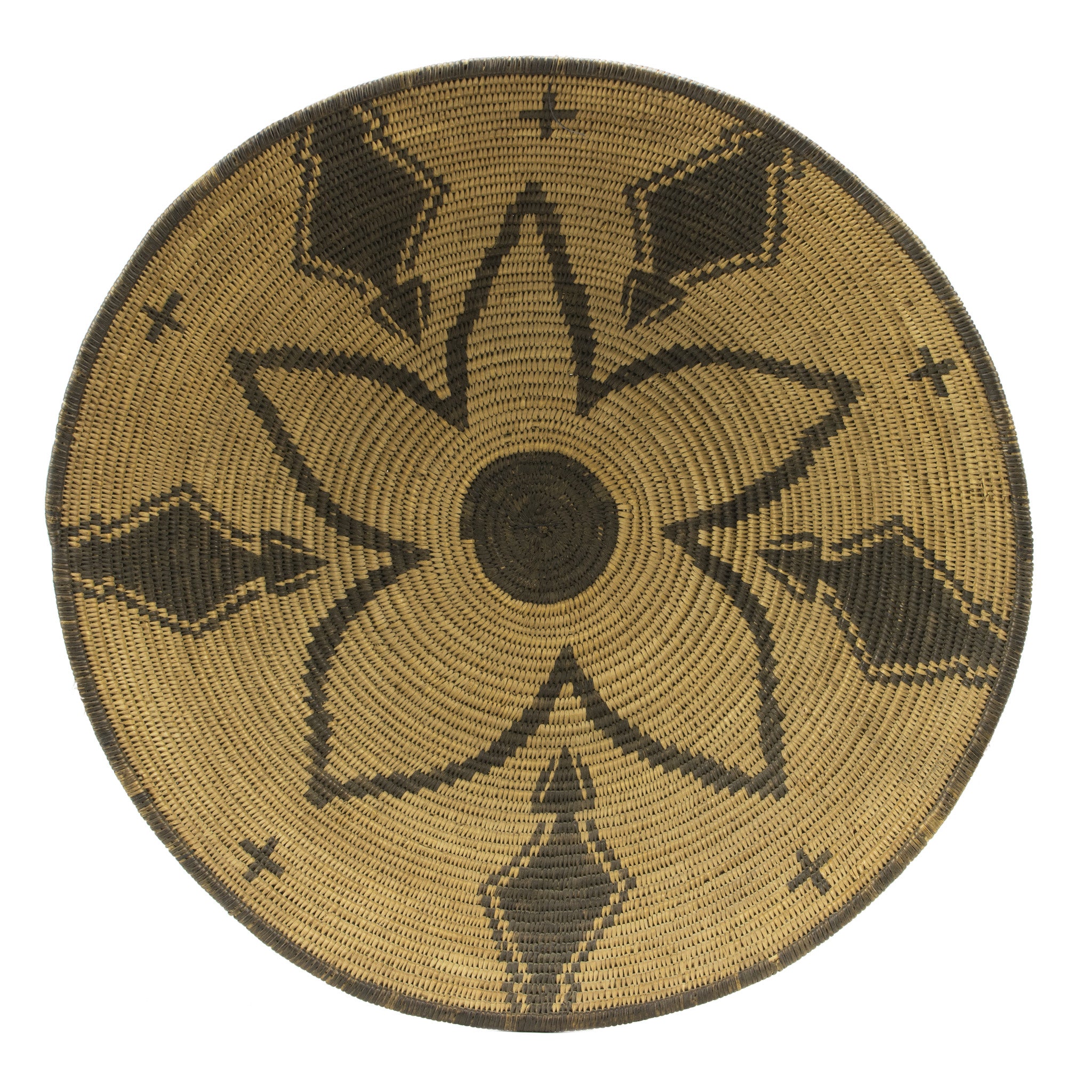 Apache Basket with Flower Design, Native, Basketry, Plate