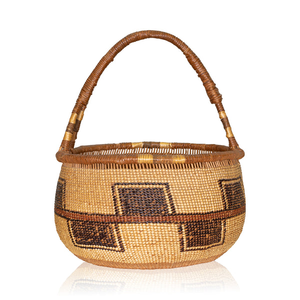 Yokut Handled Basket, Native, Basketry, Vertical