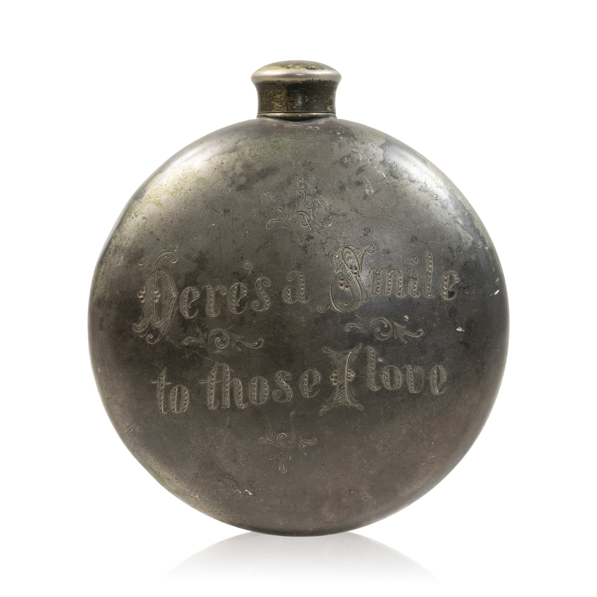 Engraved Pewter Flask, Furnishings, Barware, Flask
