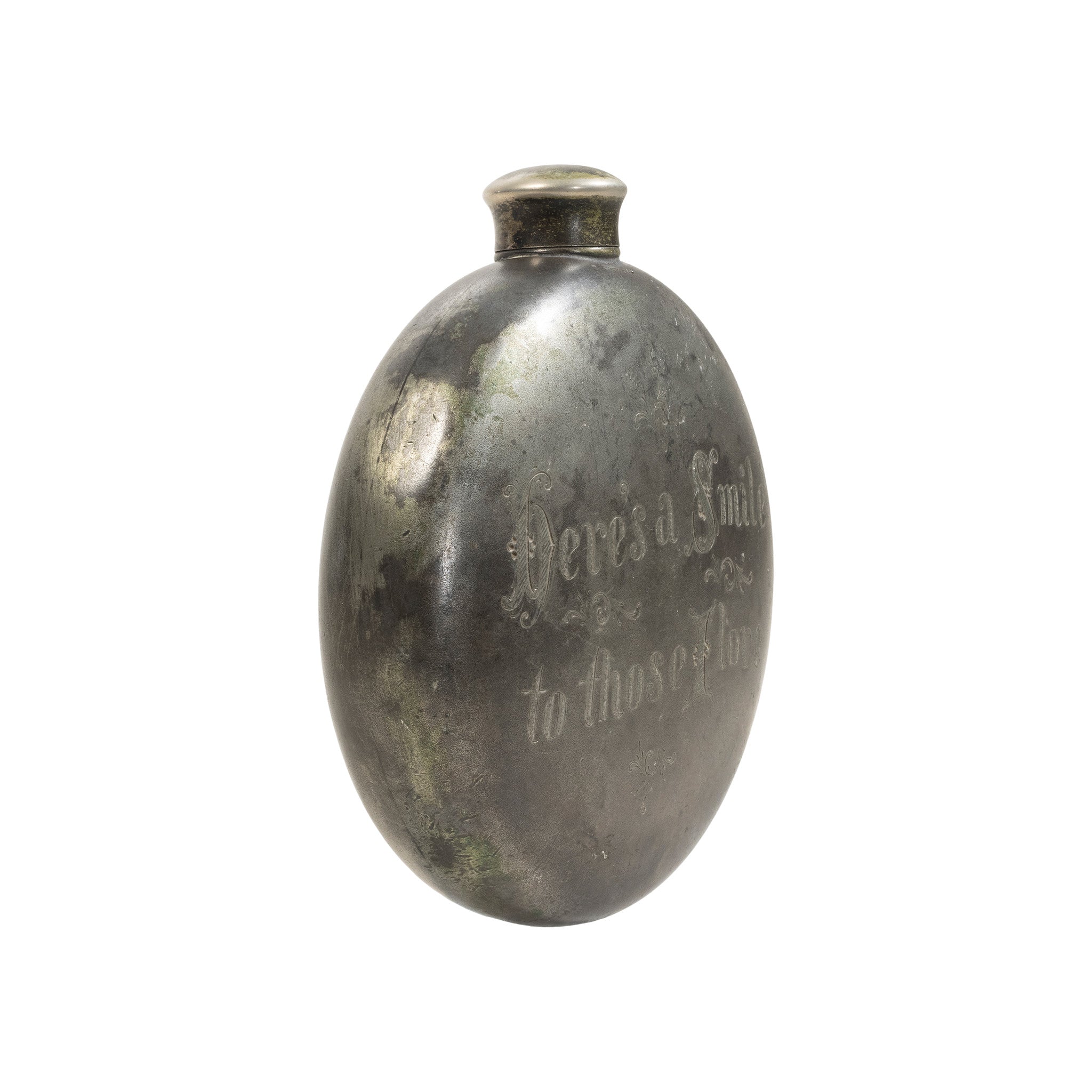 Engraved Pewter Flask