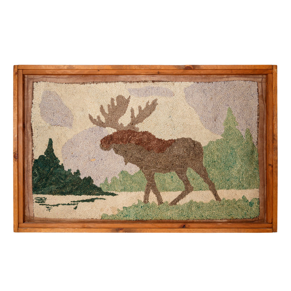 U. P. Moose Hooked Rug, Fine Art, Other, Other