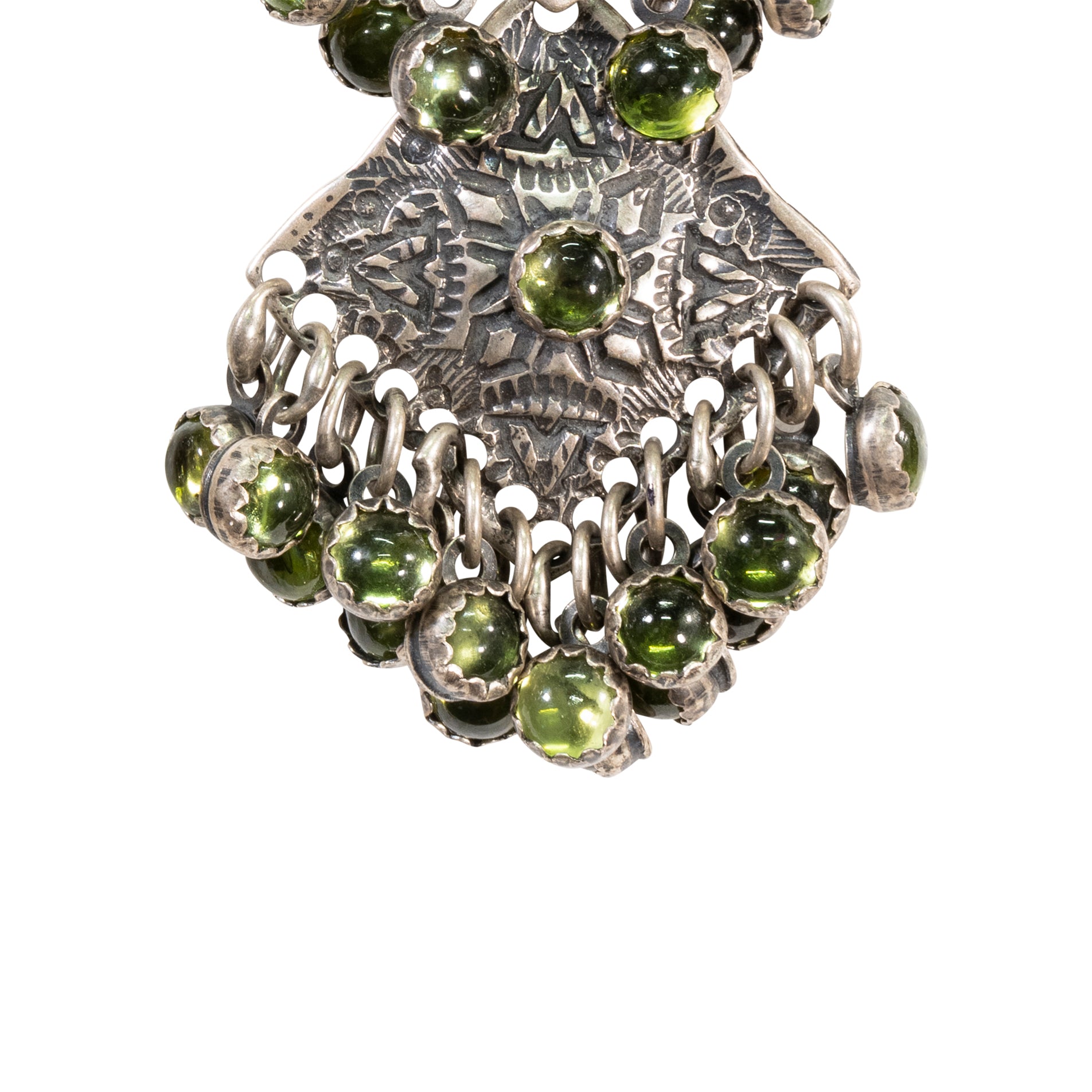 Concho Earrings with Green Jems