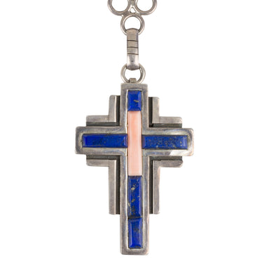 Lapis and Sterling Cross Necklace, Jewelry, Necklace, Native