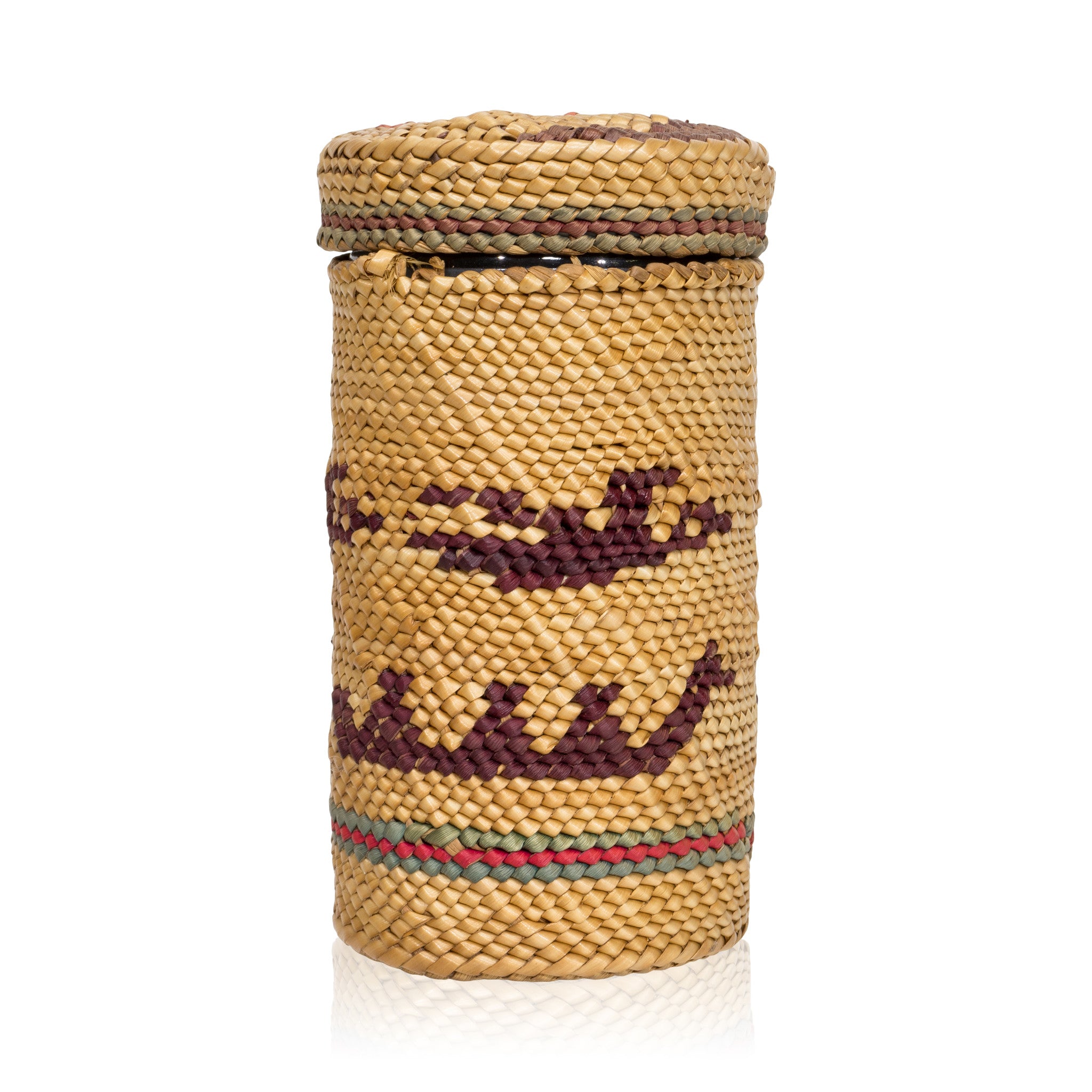 Makah Basketry Jar, Native, Basketry, Vertical