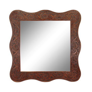 Rancher's Tooled Leather Mirror, Furnishings, Decor, Mirror