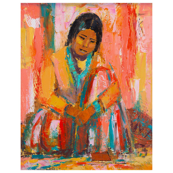 Navajo Lady by Poko Petek, Fine Art, Painting, Native American