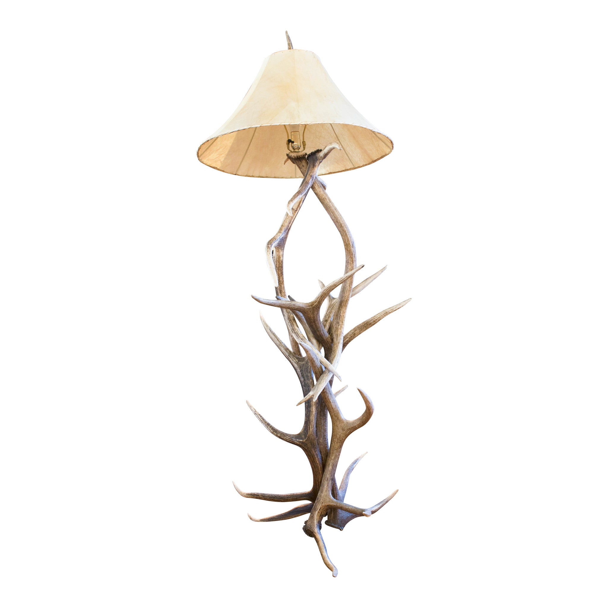 Elk Floor Lamp with Rawhide Shade, Furnishings, Lighting, Floor Lamp