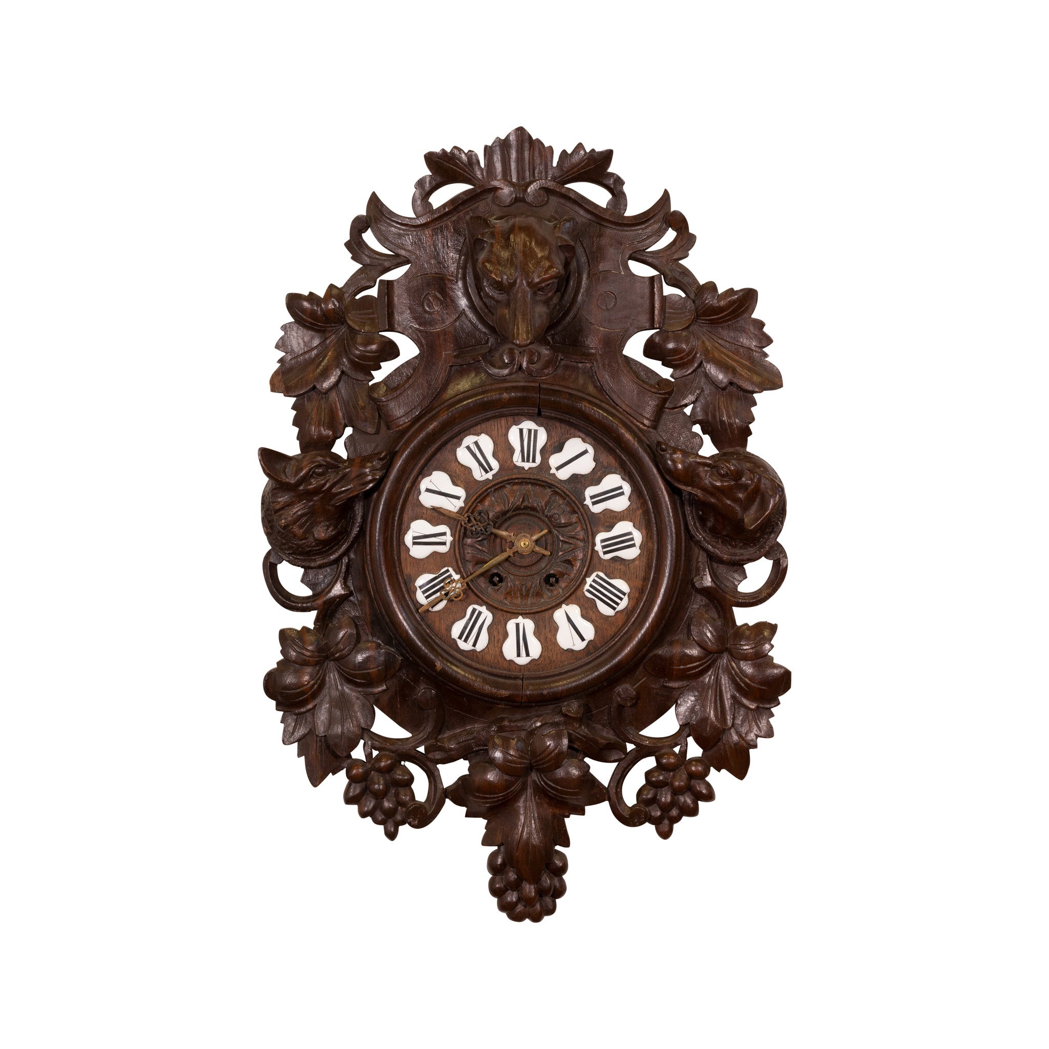Hand Carved Wall Clock, Furnishings, Black Forest, Clock