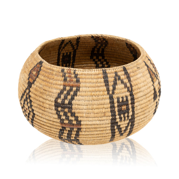 Miwok Polychrome Basket, Native, Basketry, Vertical