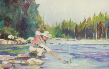 Fishing on the Moyie by Grant Nixon, Fine Art, Painting, Sporting