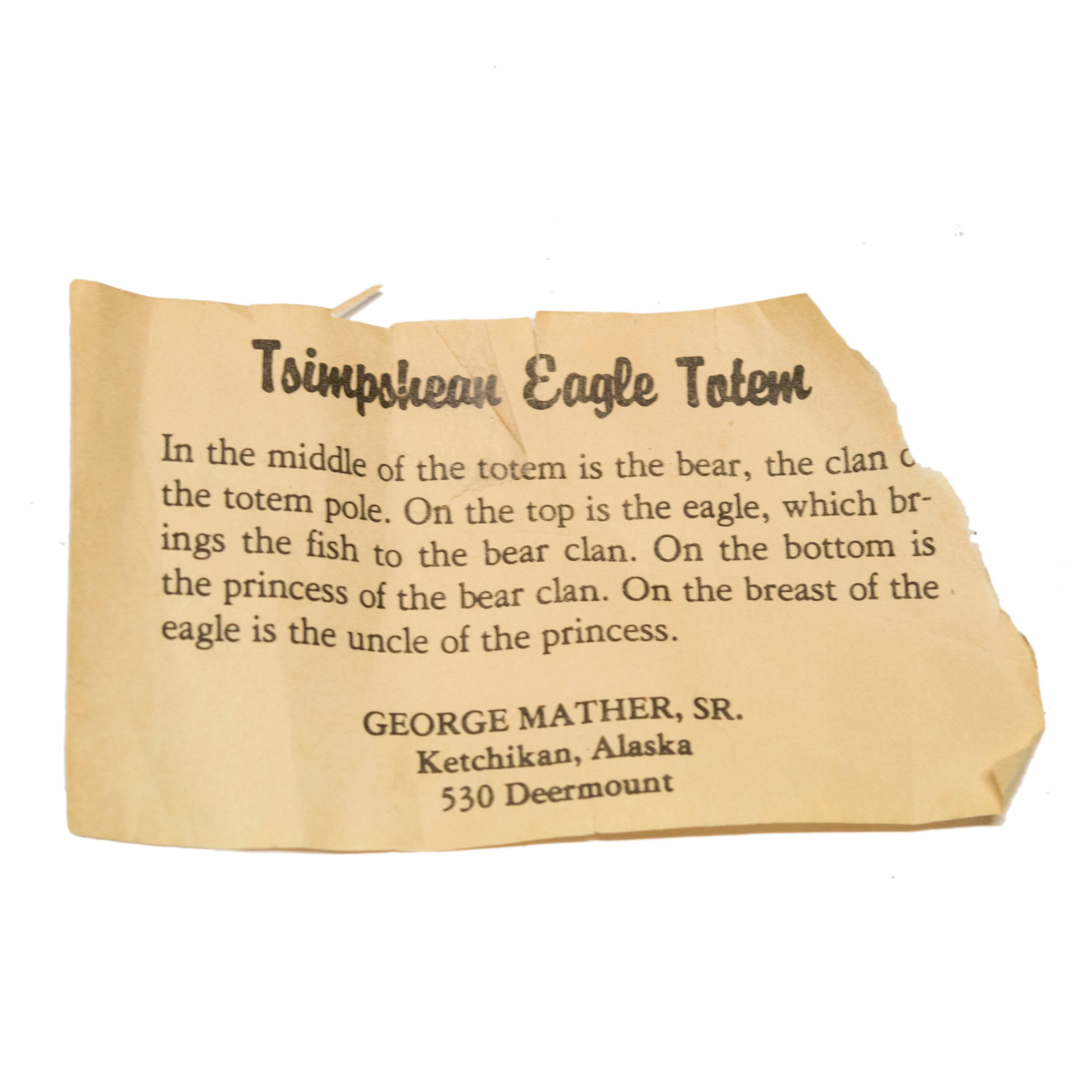Tsimshian “Good Luck” Totem by George Mather Sr.