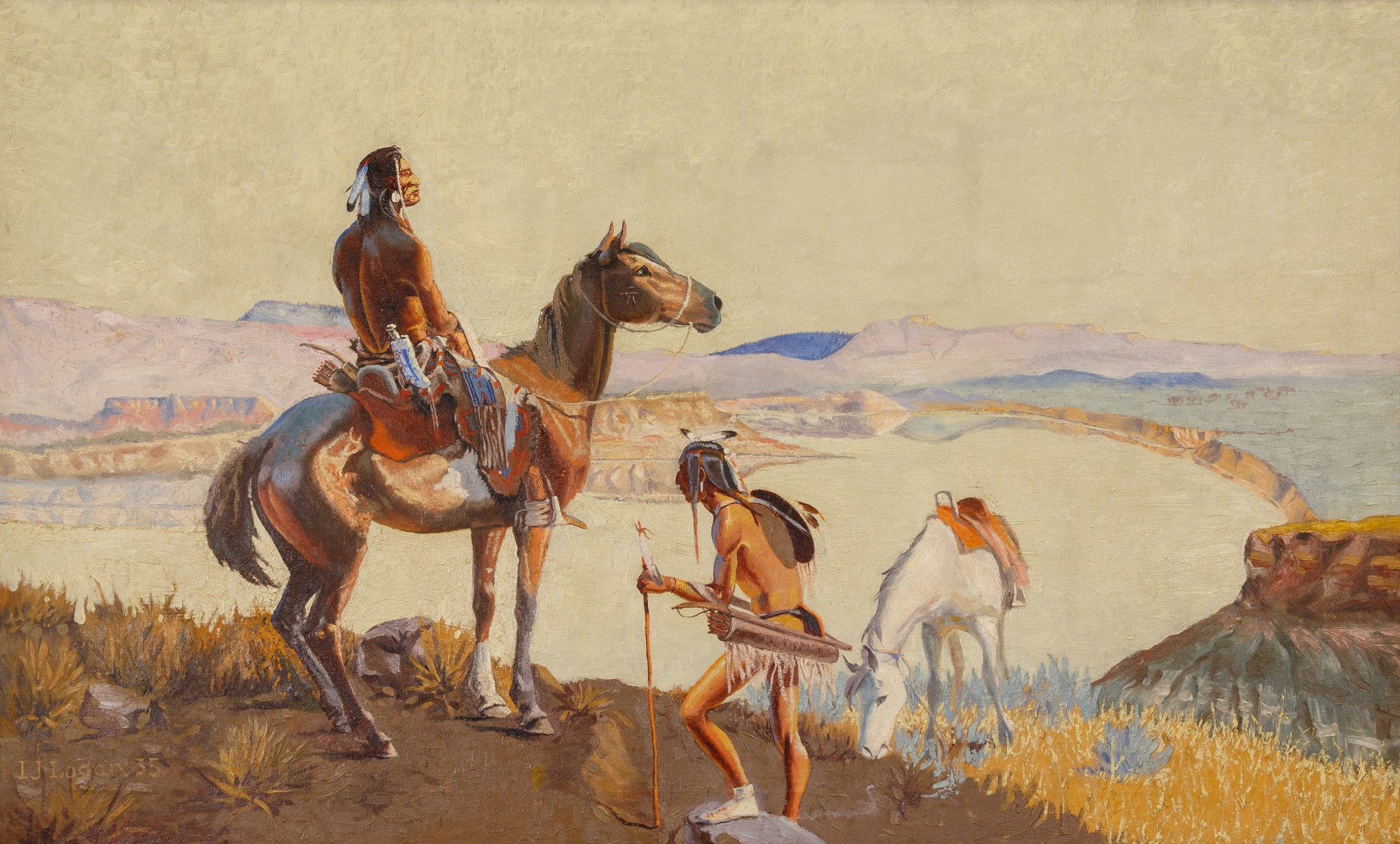 The Scout by J.L. Logan, Fine Art, Painting, Native American