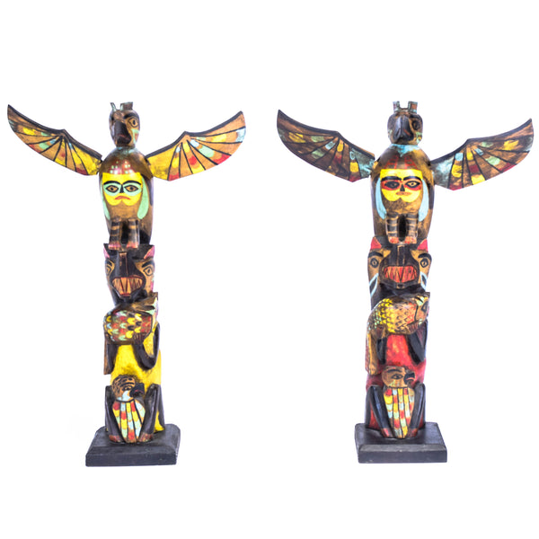 Pair of Nuu-chah-nulth Model Totems, Native, Carving, Totem Pole