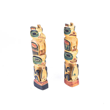 Pair of Tlingit Model Totems, Native, Carving, Totem Pole