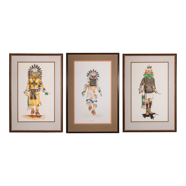 Hopi Kachina Watercolors by Dan Viels Lomahaptewa, Fine Art, Painting, Native American