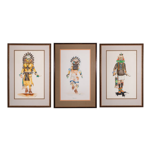 Hopi Kachina Watercolors by Dan Viels Lomahaptewa, Fine Art, Painting, Native American