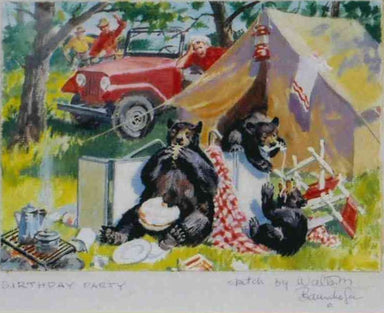 "Birthday Party" by Walter M. Baumhofer, Fine Art, Painting, Wildlife