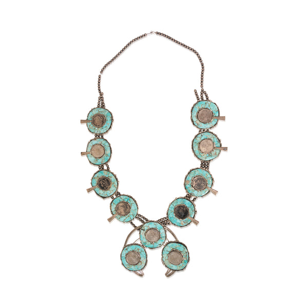 Navajo Red Mountain Silver Dollar Squash Blossom Necklace, Jewelry, Squash Blossom, Native