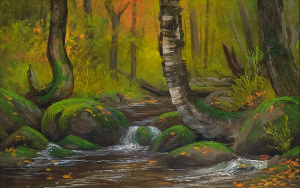 "Looking Up a Brook About 1 Mile South of Dover, ME", Fine Art, Painting, Landscape