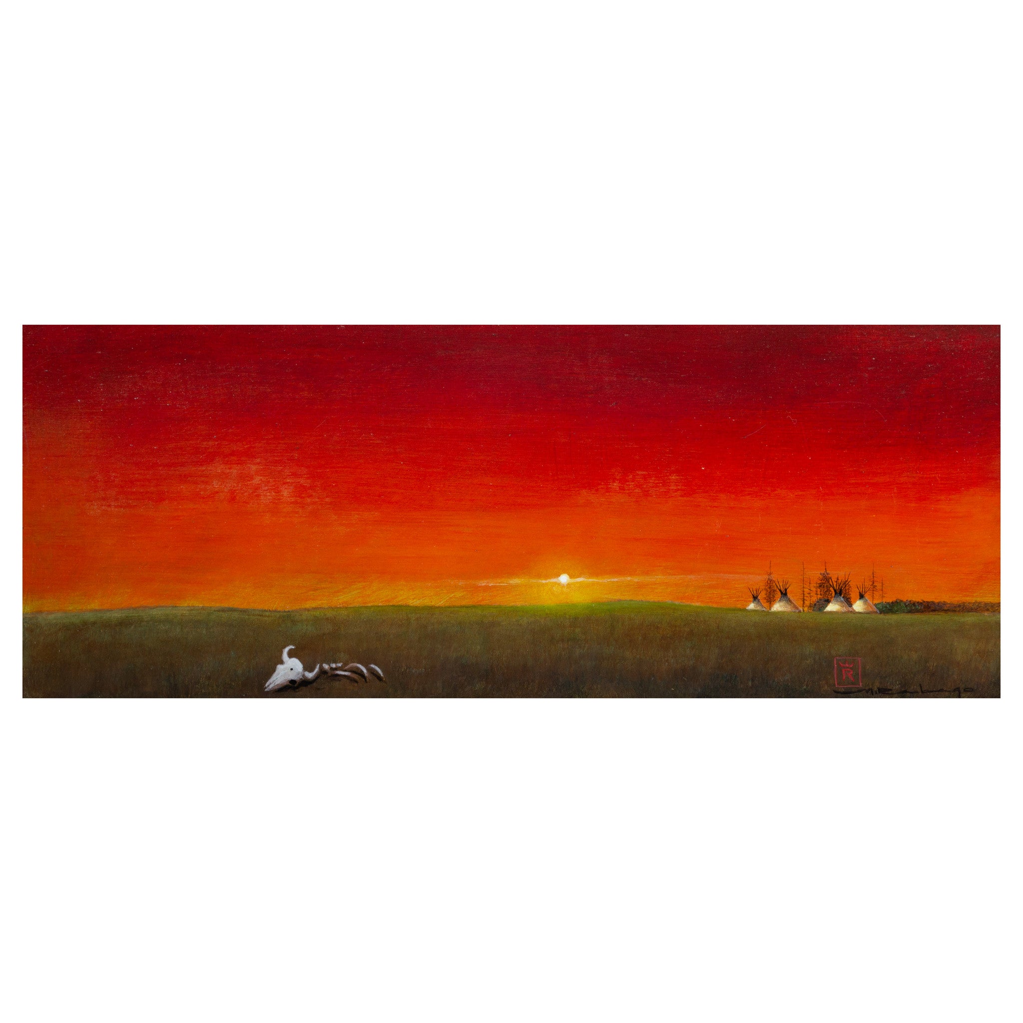 Teepee Sunset by Mario Rabago, Fine Art, Painting, Native American