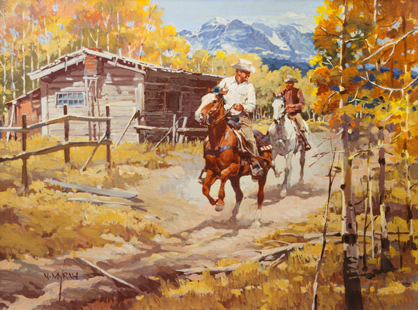 Autumn Ride by Newman Myrah, Fine Art, Painting, Western