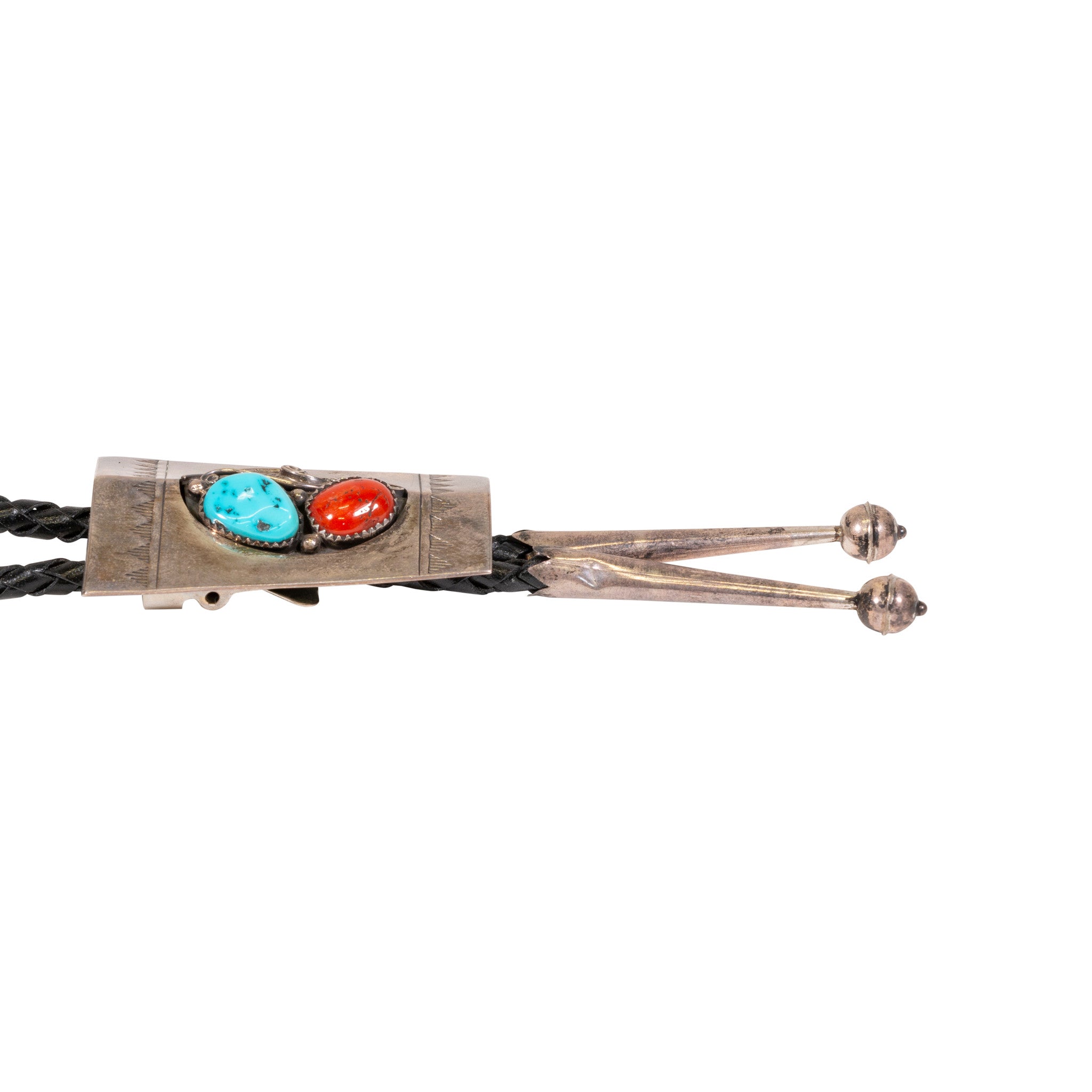 Navajo Coral and Turquoise Bolo