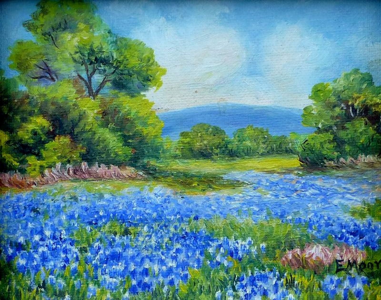 Texas Blue Bonnets by E. Moore