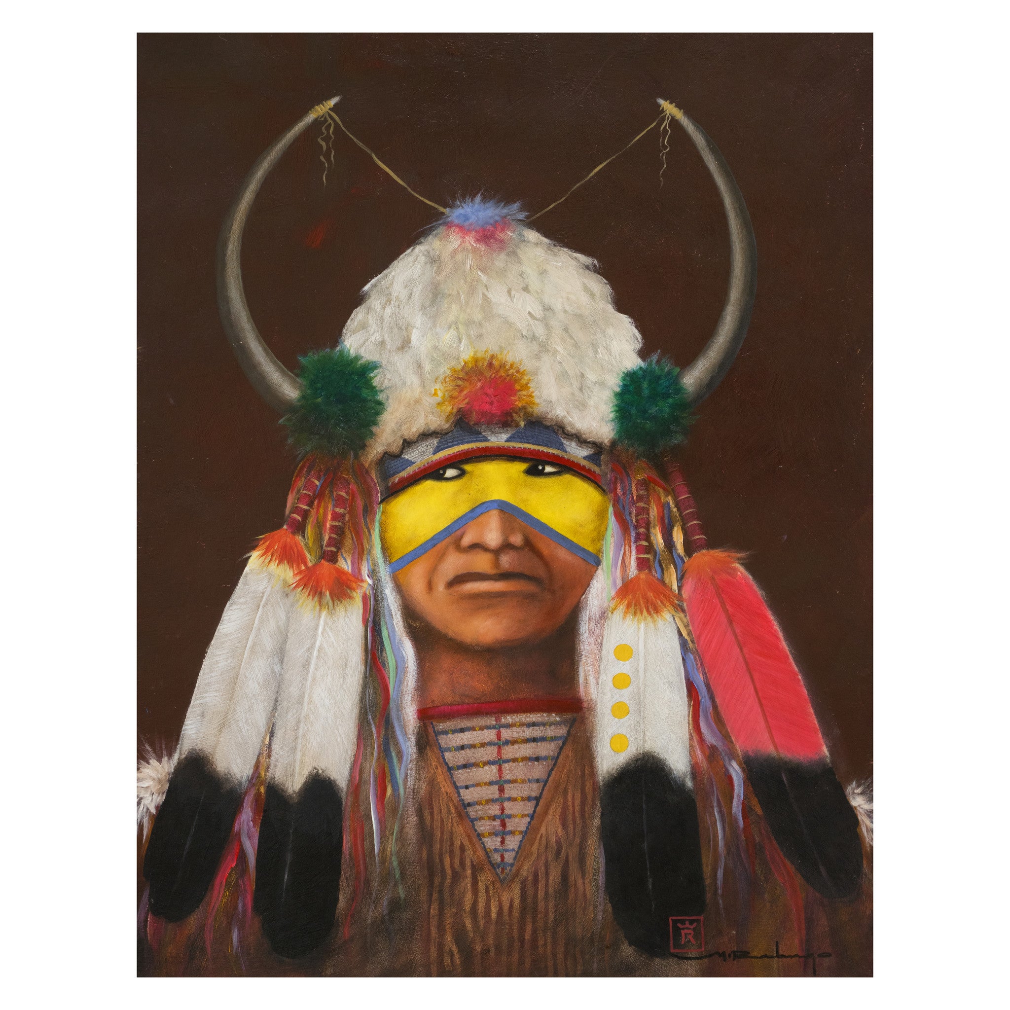 Colors of War by Mario Rabago, Fine Art, Painting, Native American