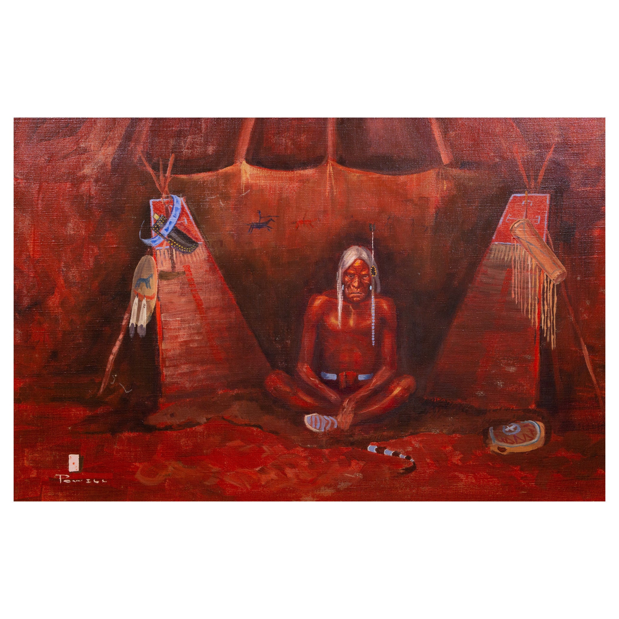 "Teepee Scene" by Ace Powell, Fine Art, Painting, Native American