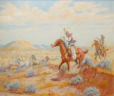 Cowboys and Mustangs by Robert Griffen, Fine Art, Painting, Western