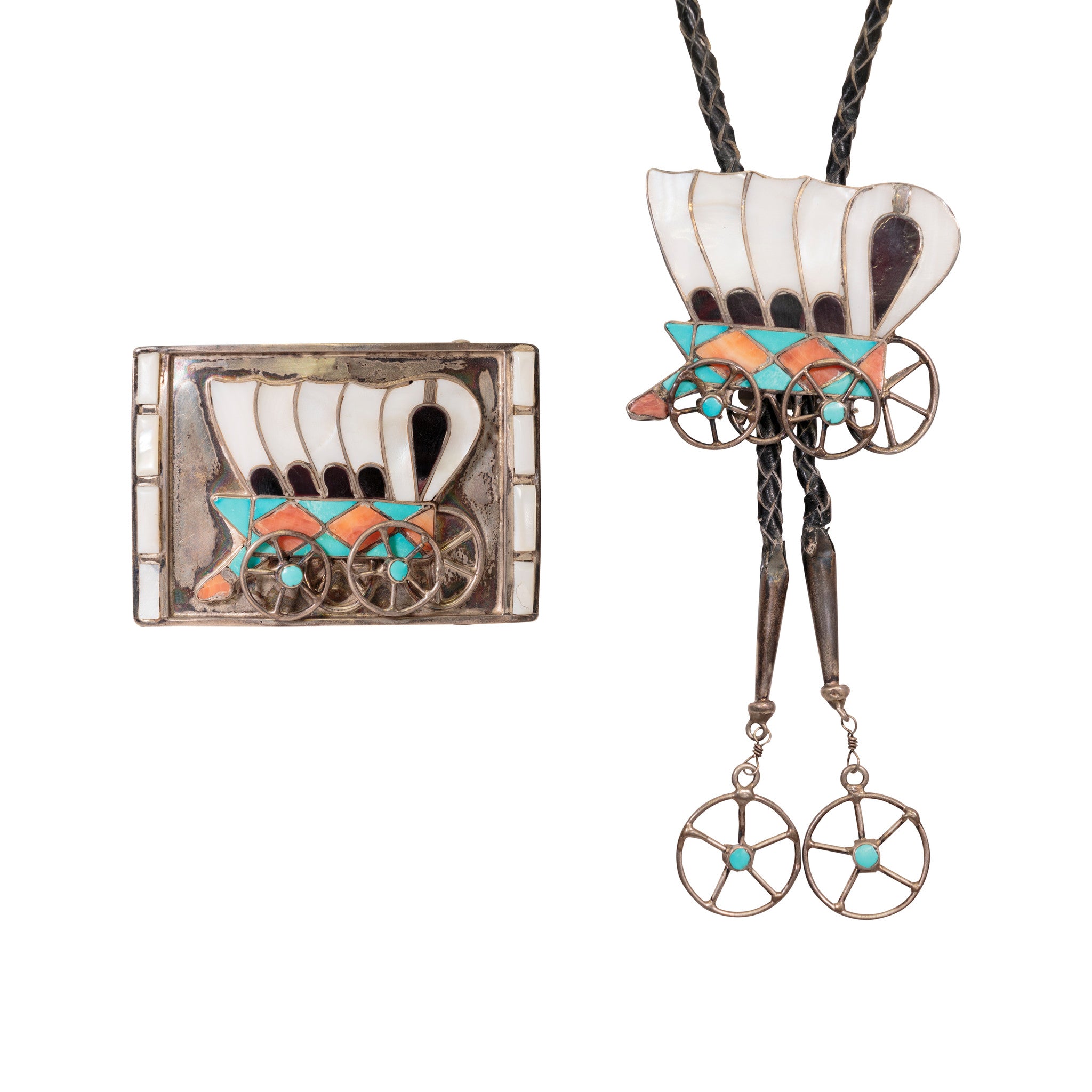 Zuni Wagon Bolo and Buckle Set, Jewelry, Set, Native
