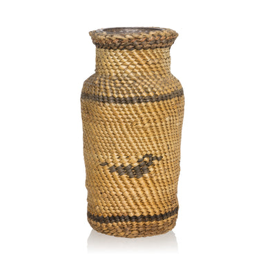 Makah Basketry Jar, Native, Basketry, Vertical