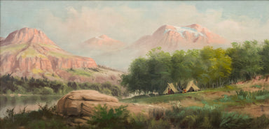 Western Landscape With American Indians, Fine Art, Painting, Native American