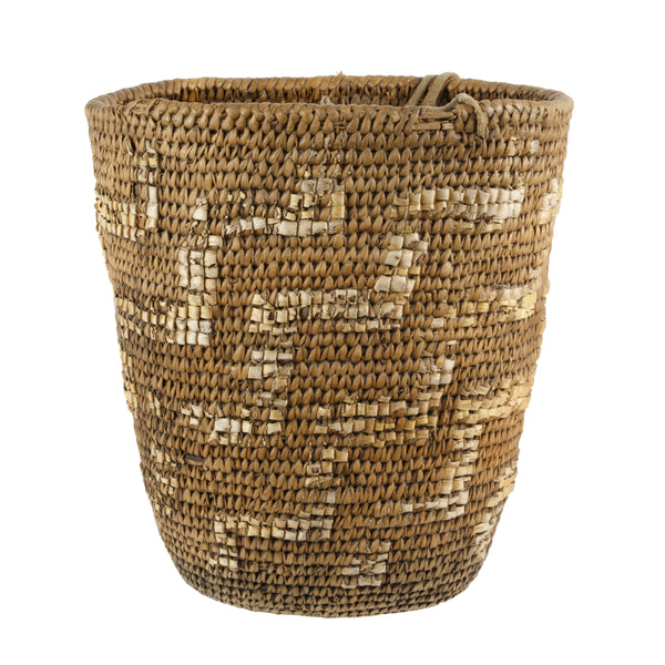 Klickitat Basket with Geometric Design, Native, Basketry, Vertical