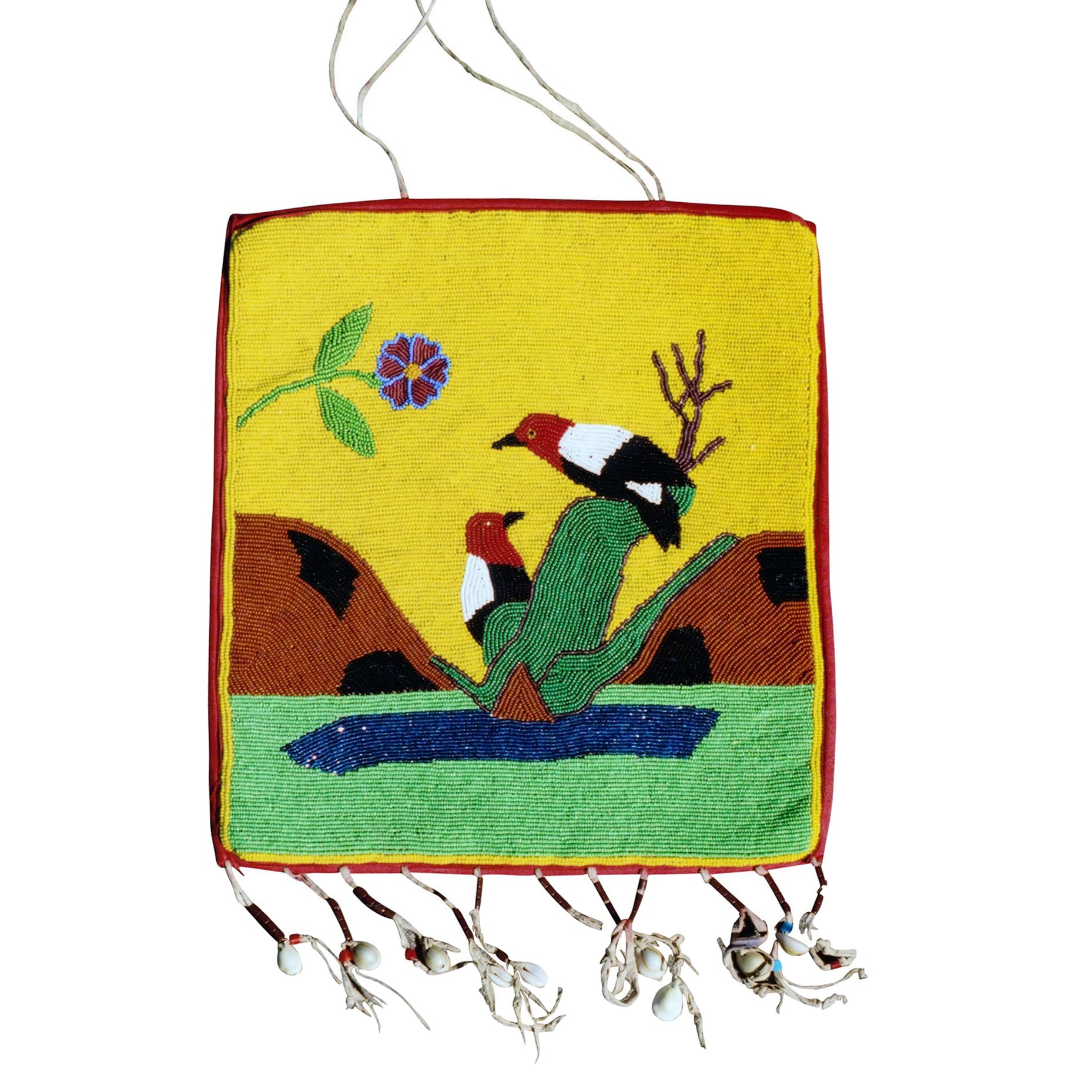 Plateau Woodpecker Flat Bag, Native, Beadwork, Flat Bag