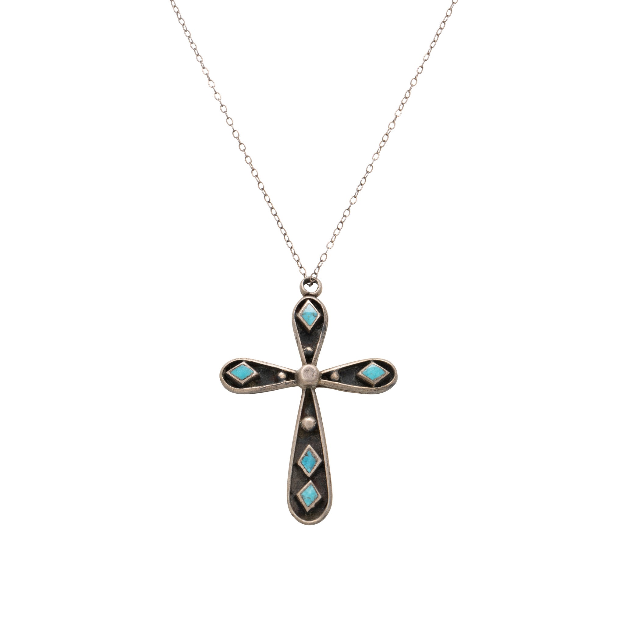 Zuni Turquoise Cross Pendant, Jewelry, Necklace, Native