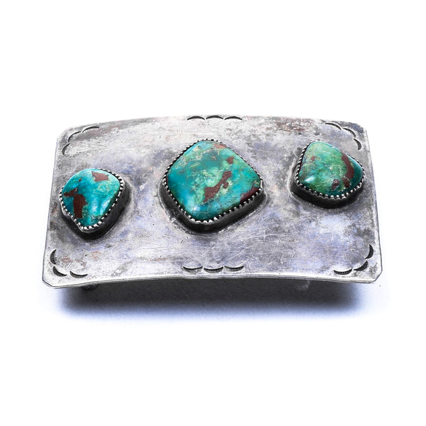 Navajo Three Stone Turquoise Buckle, Jewelry, Buckle, Native