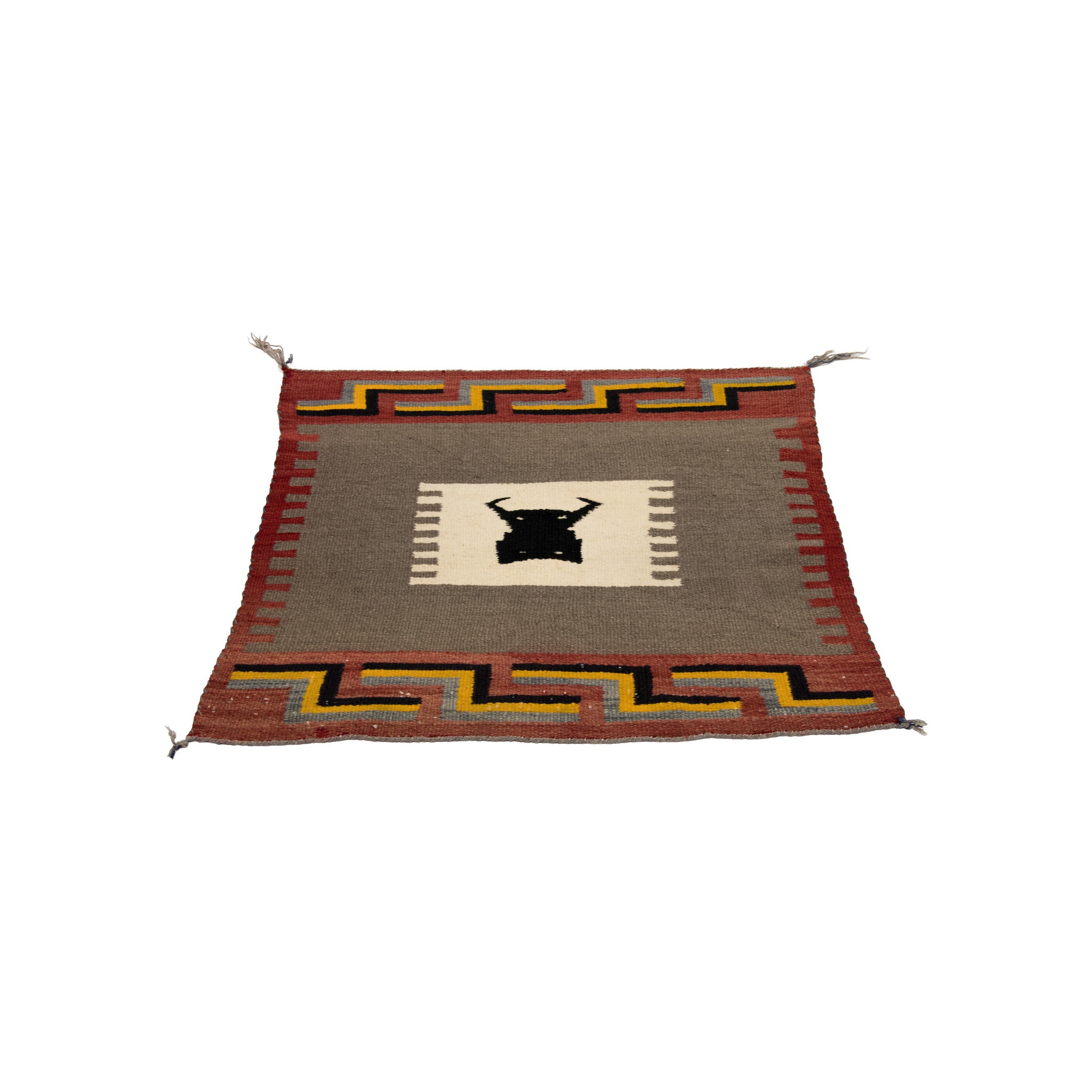 Navajo Crystal Single Saddle with Steer Pictorial, Native, Weaving, Single Saddle Blanket