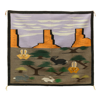 Navajo Rabbit Pictorial, Native, Weaving, Wall Hanging