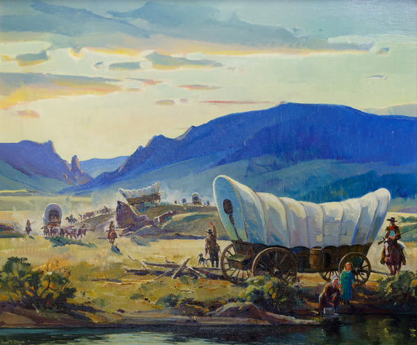 Prairie Schooners Headed West by Edward Grigware, Fine Art, Painting, Western