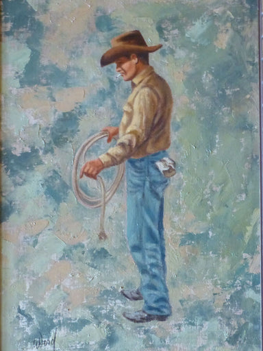 "Coiling the Rope" by Bob Wood, Fine Art, Painting, Western