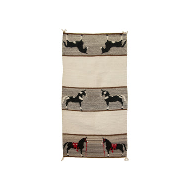 Six Horse Pictorial, Native, Weaving, Double Saddle Blanket