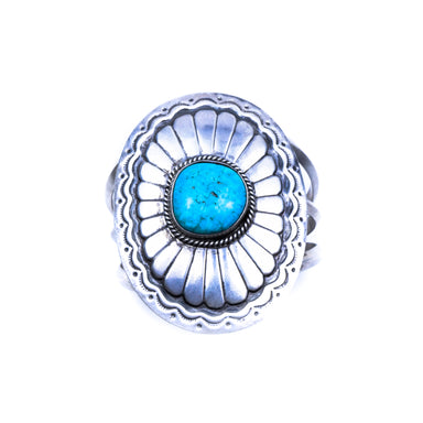 Turquoise Bracelet with Ropework Bezel, Jewelry, Bracelet, Native
