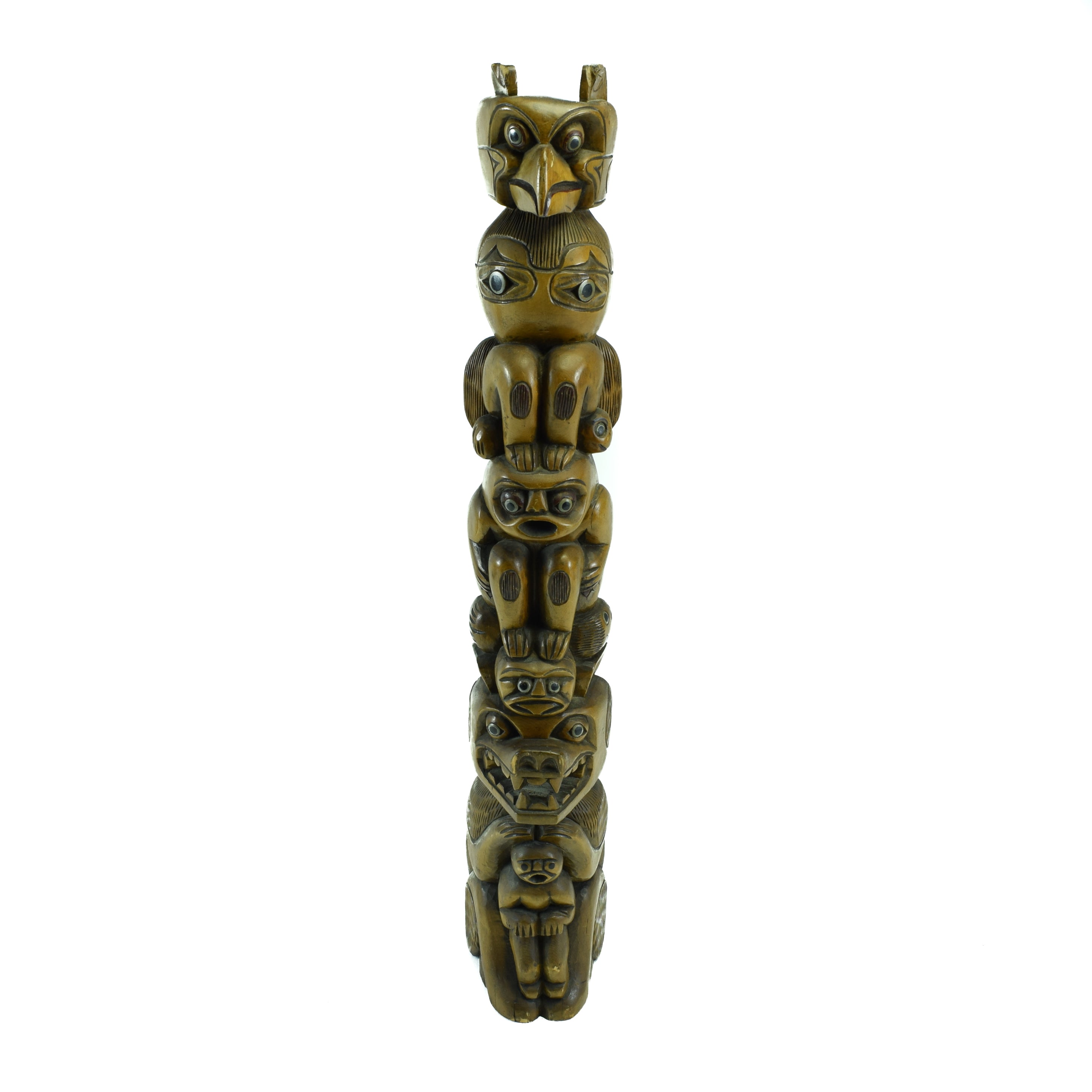 Mowachaht/Nuu-chah-nulth Model Totem by Jimmy John, Native, Carving, Totem Pole