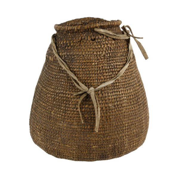 Coeur d'Alene Tribe Imbricated Storage Basket, Native, Basketry, Vertical