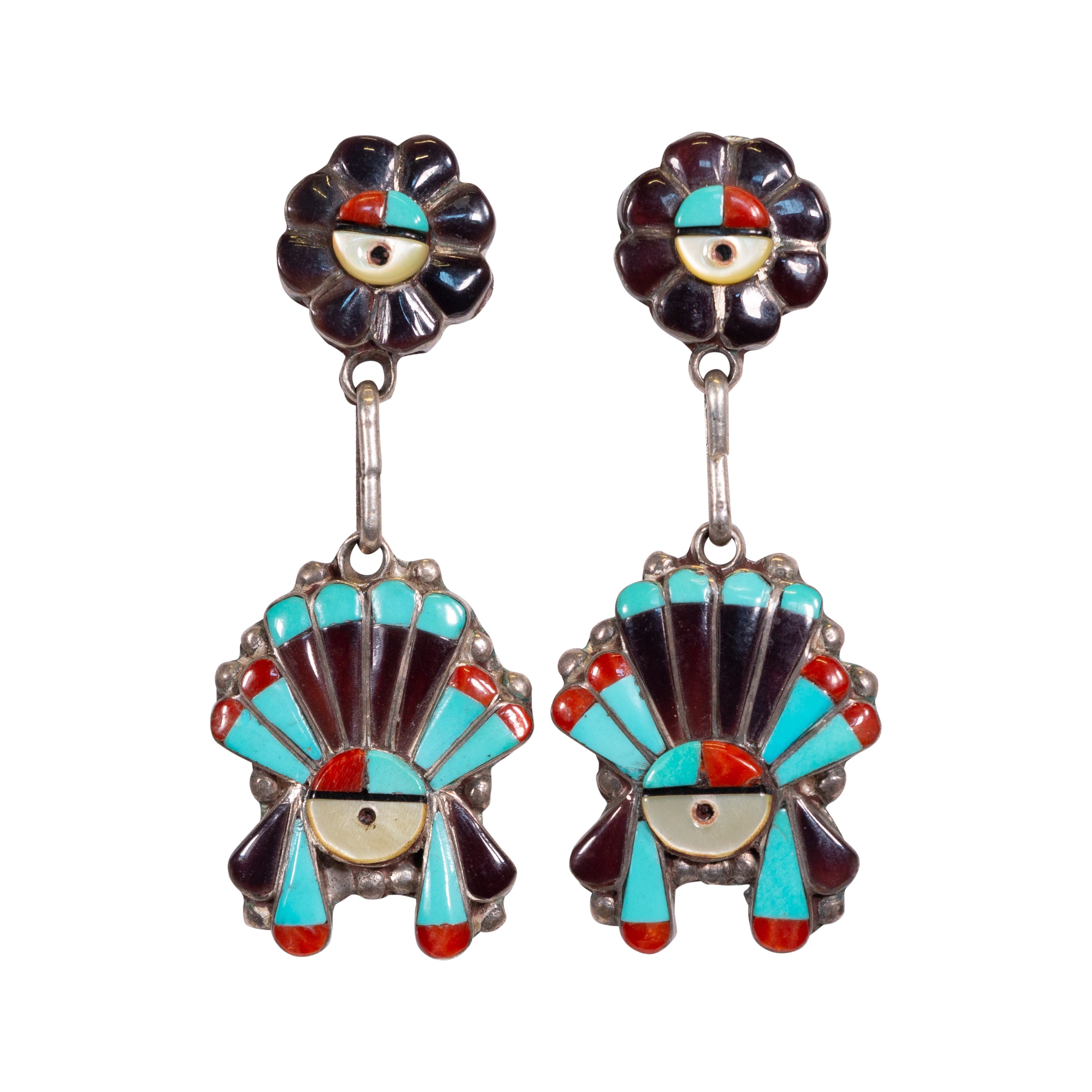 Zuni Headdress Earrings, Jewelry, Earrings, Native
